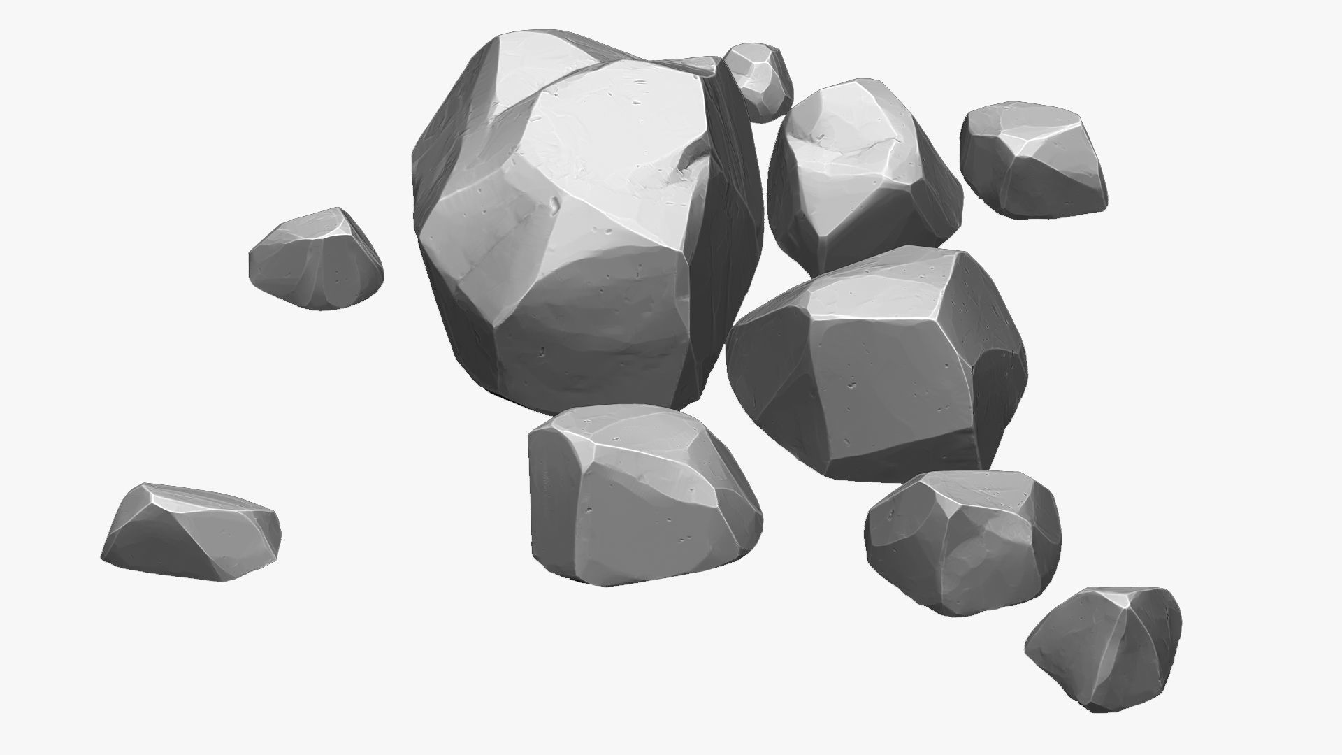 A pile of small stones Zbrush sculpt 3D model 3D model_14