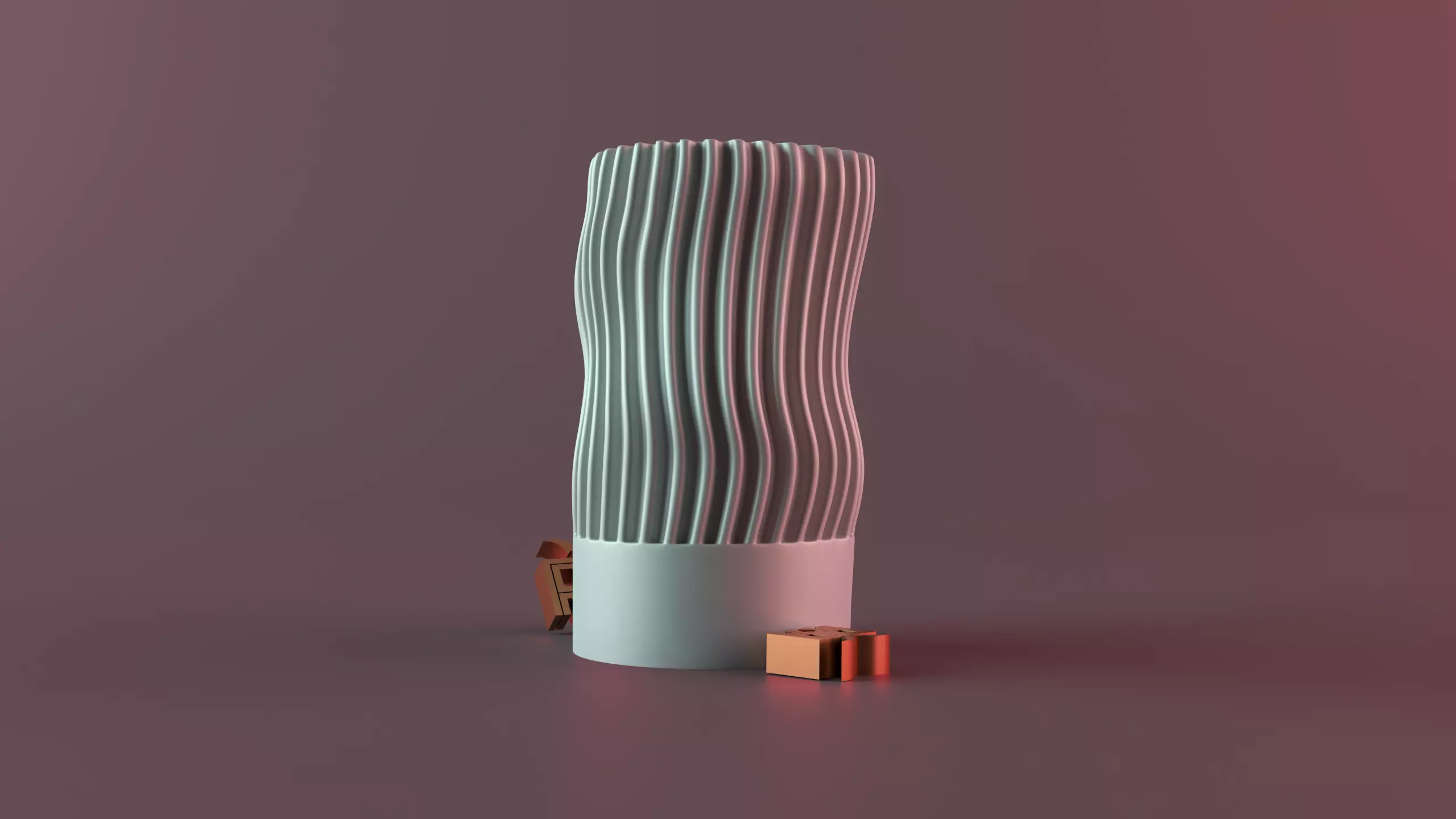 Wavy grooved candle 3D print model_0