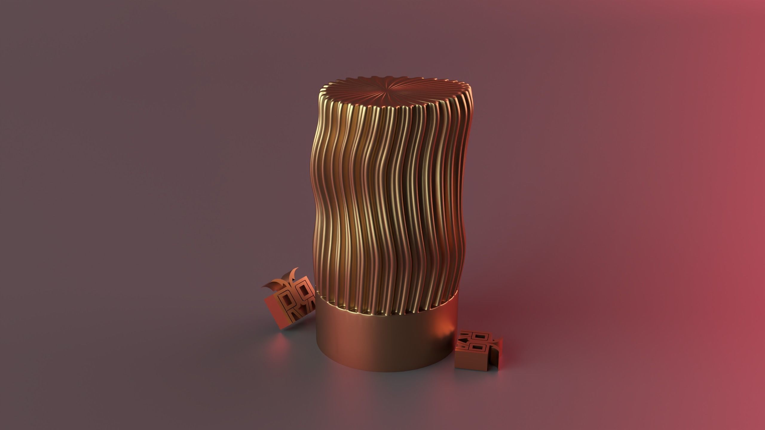 Wavy grooved candle 3D print model_1