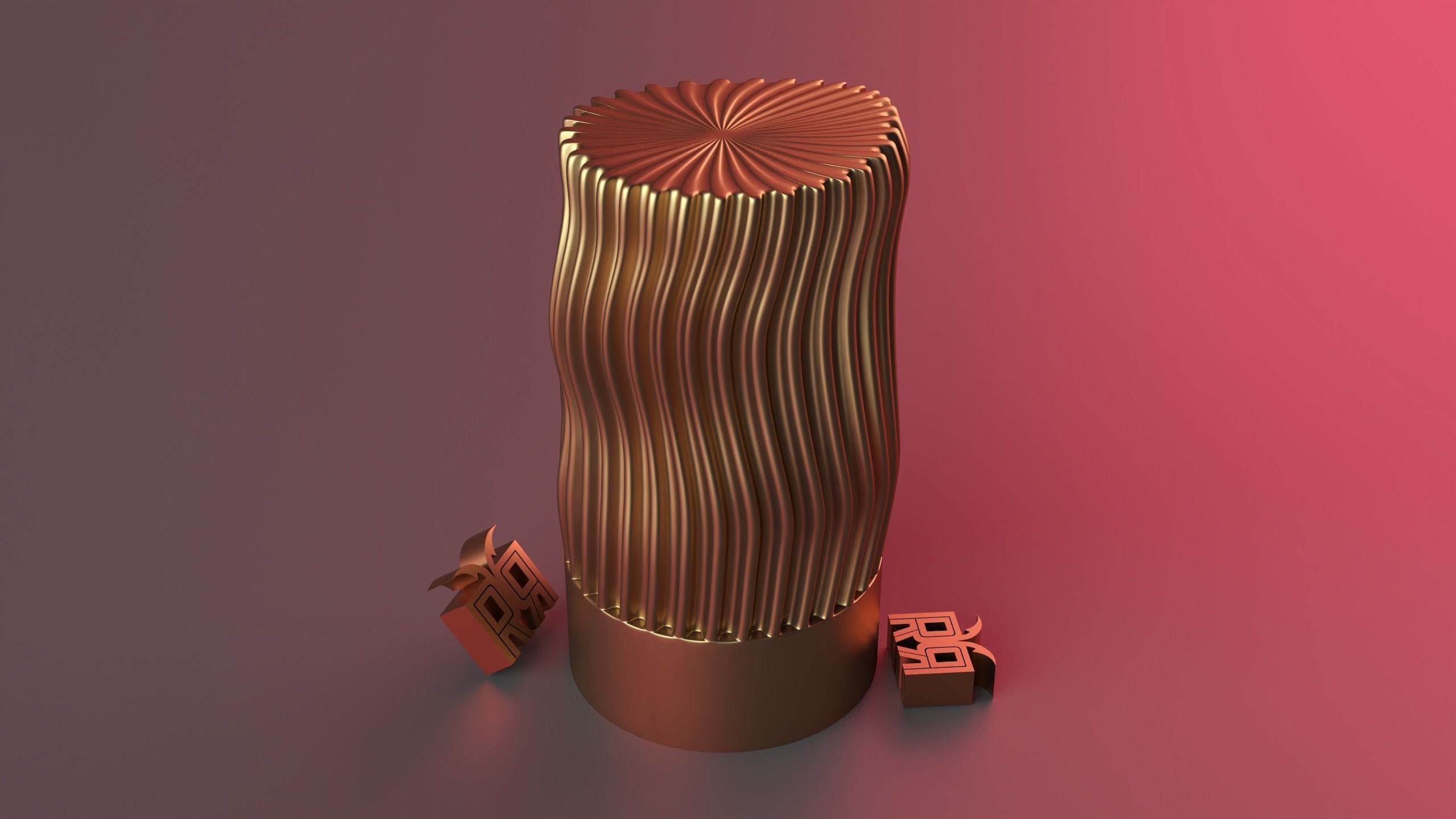 Wavy grooved candle 3D print model_8