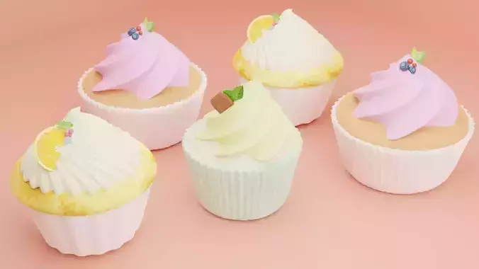 Cupcake set 3d Model