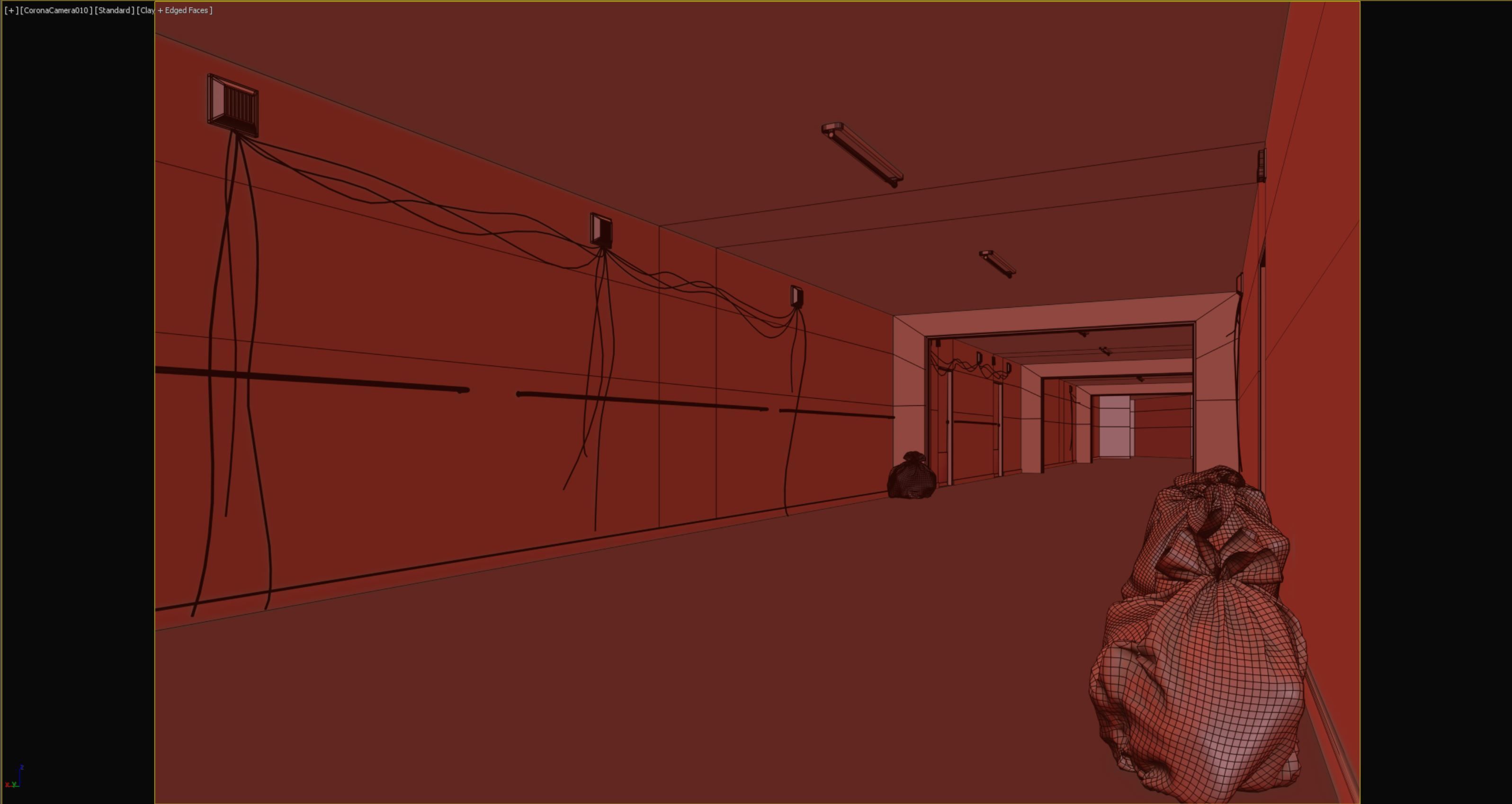 old dark bloody corridor 06 Low-poly 3D model_7