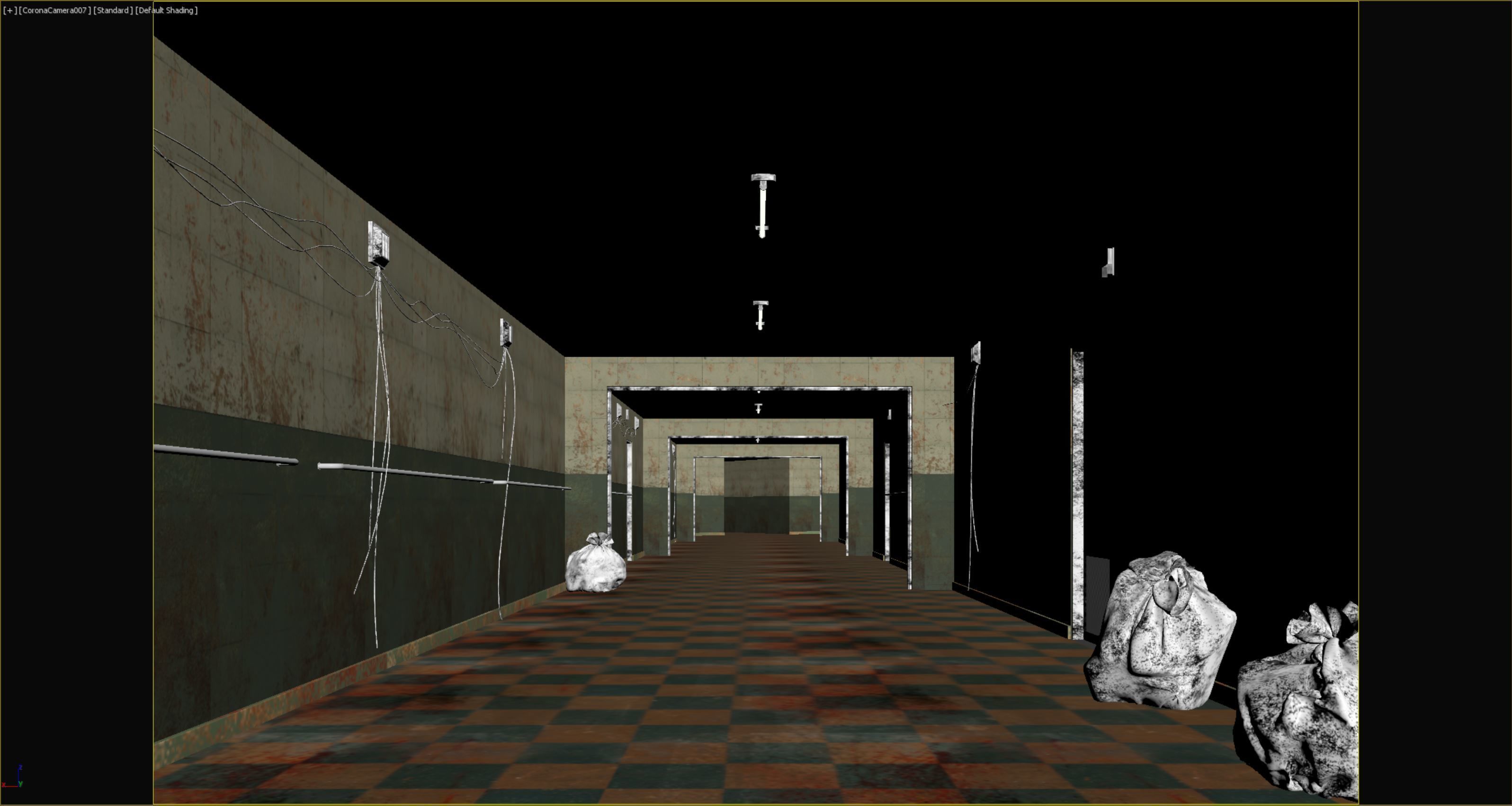 old dark bloody corridor 06 Low-poly 3D model_5