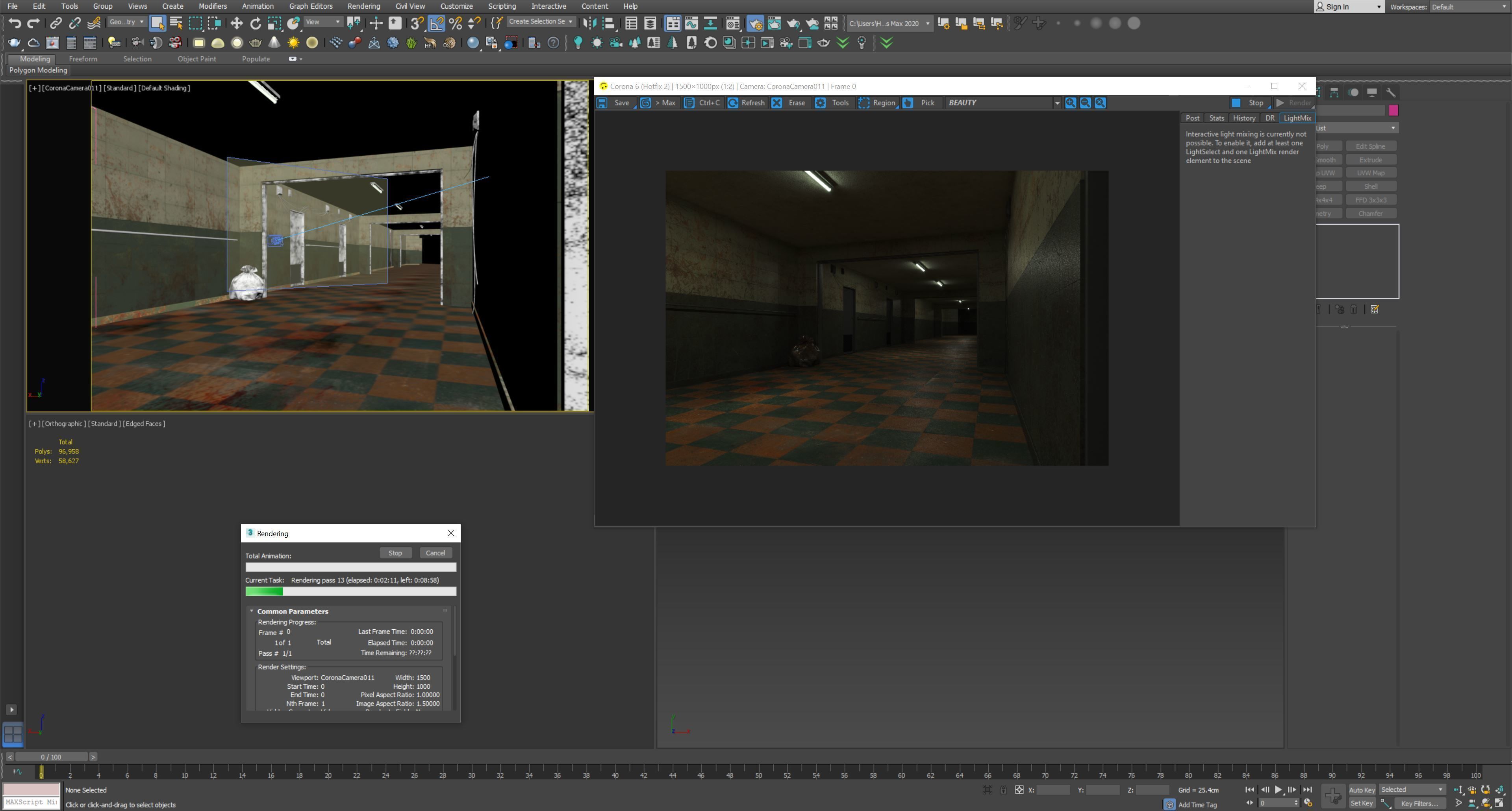 old dark bloody corridor 06 Low-poly 3D model_4