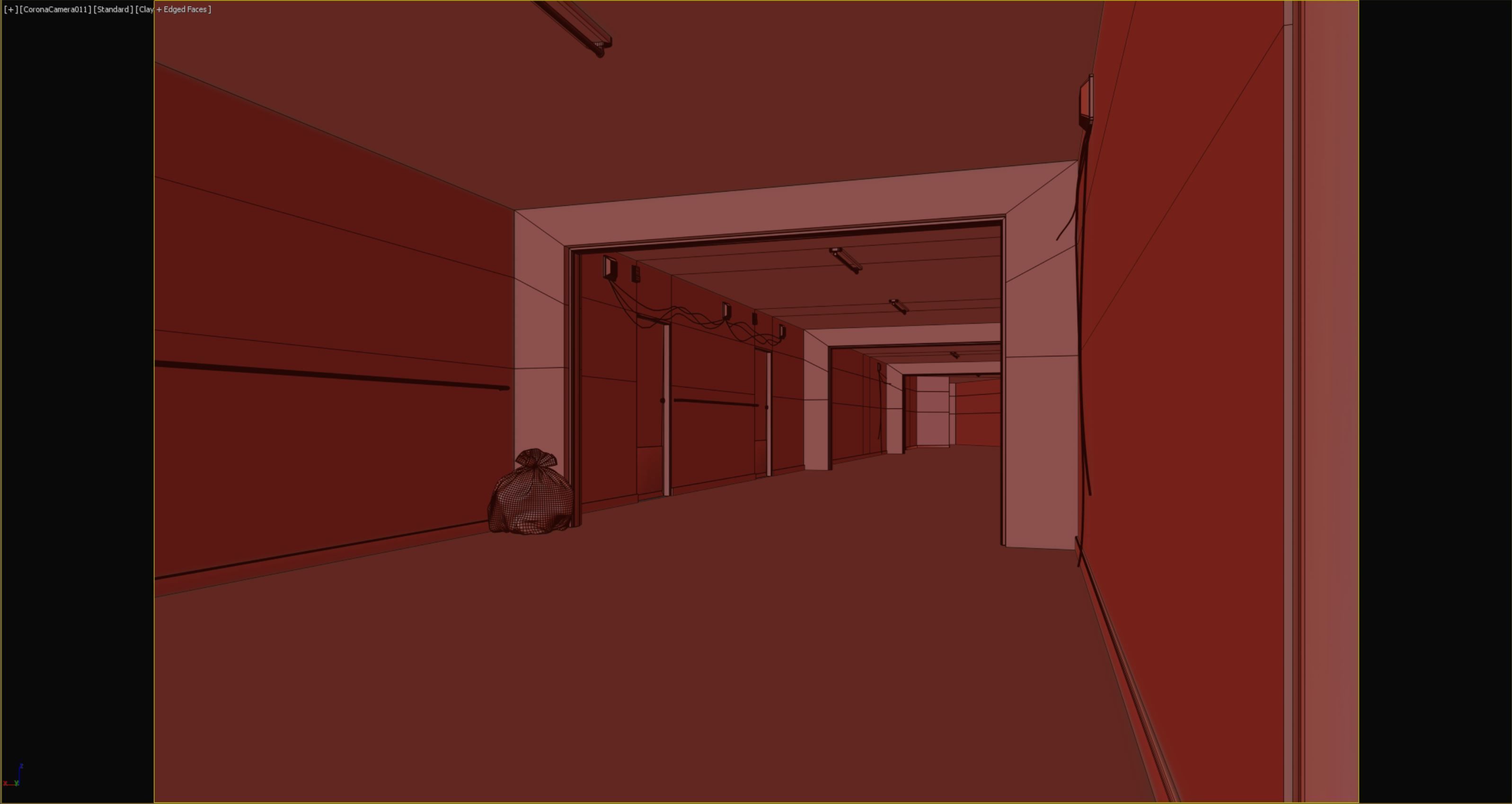 old dark bloody corridor 06 Low-poly 3D model_8