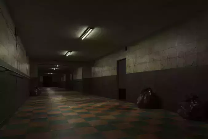 old dark bloody corridor 06 Low-poly 3D model