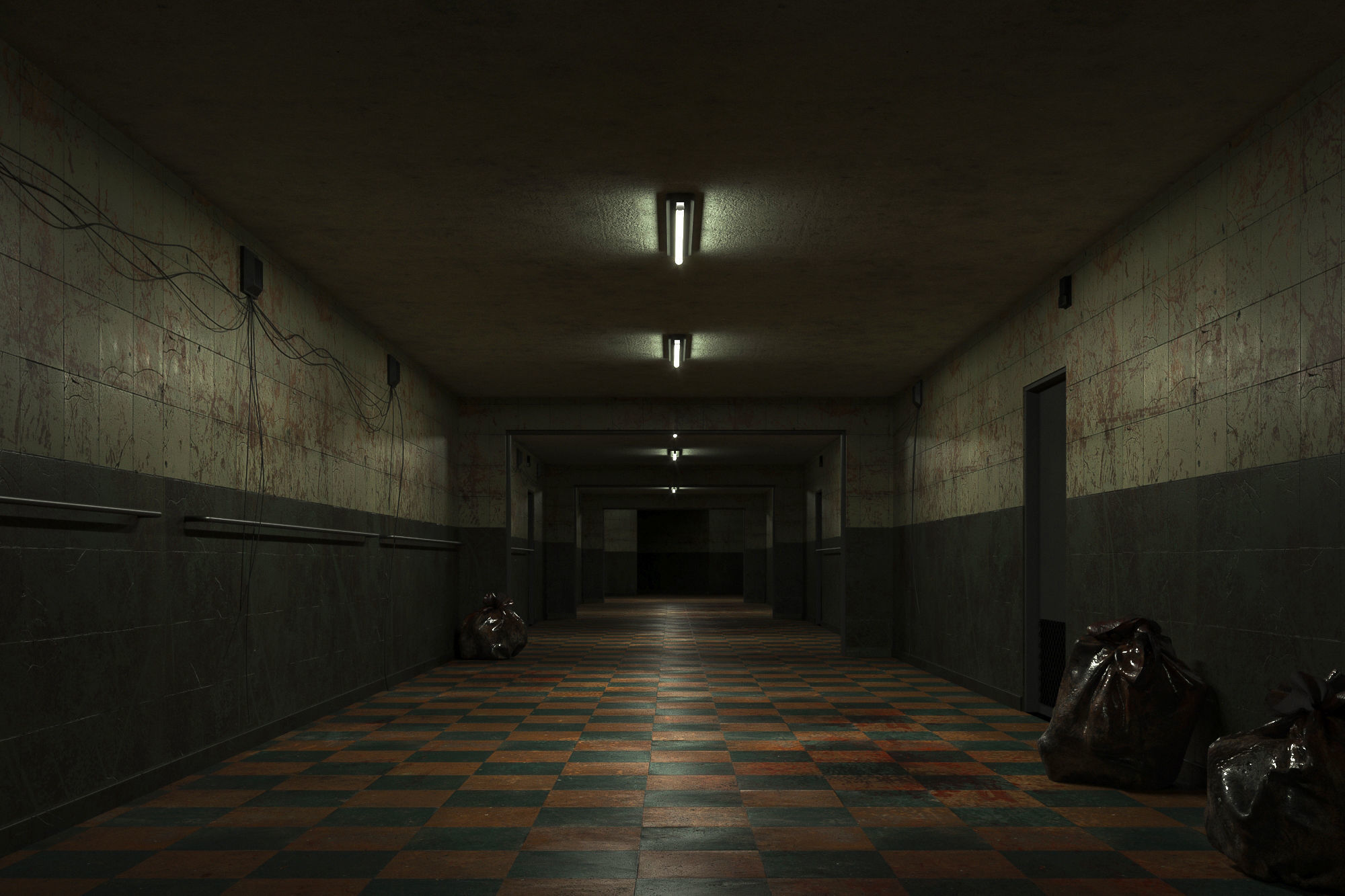 old dark bloody corridor 06 Low-poly 3D model_1