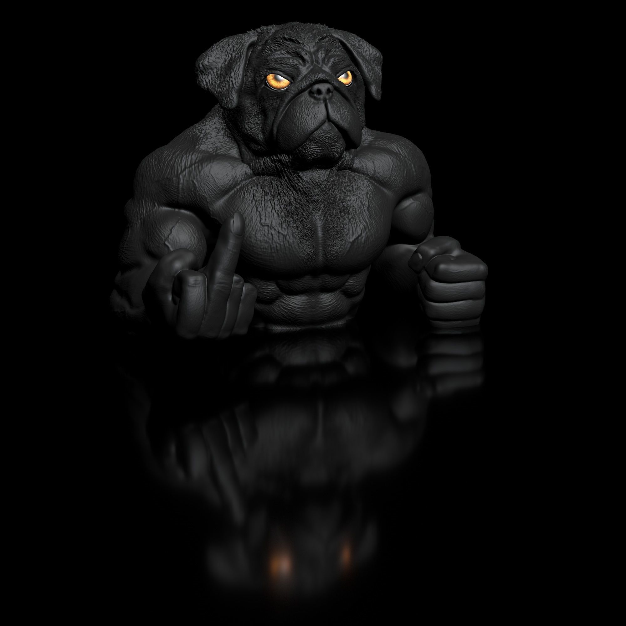 Dog Pug -Dozer Bust 3D print model_3