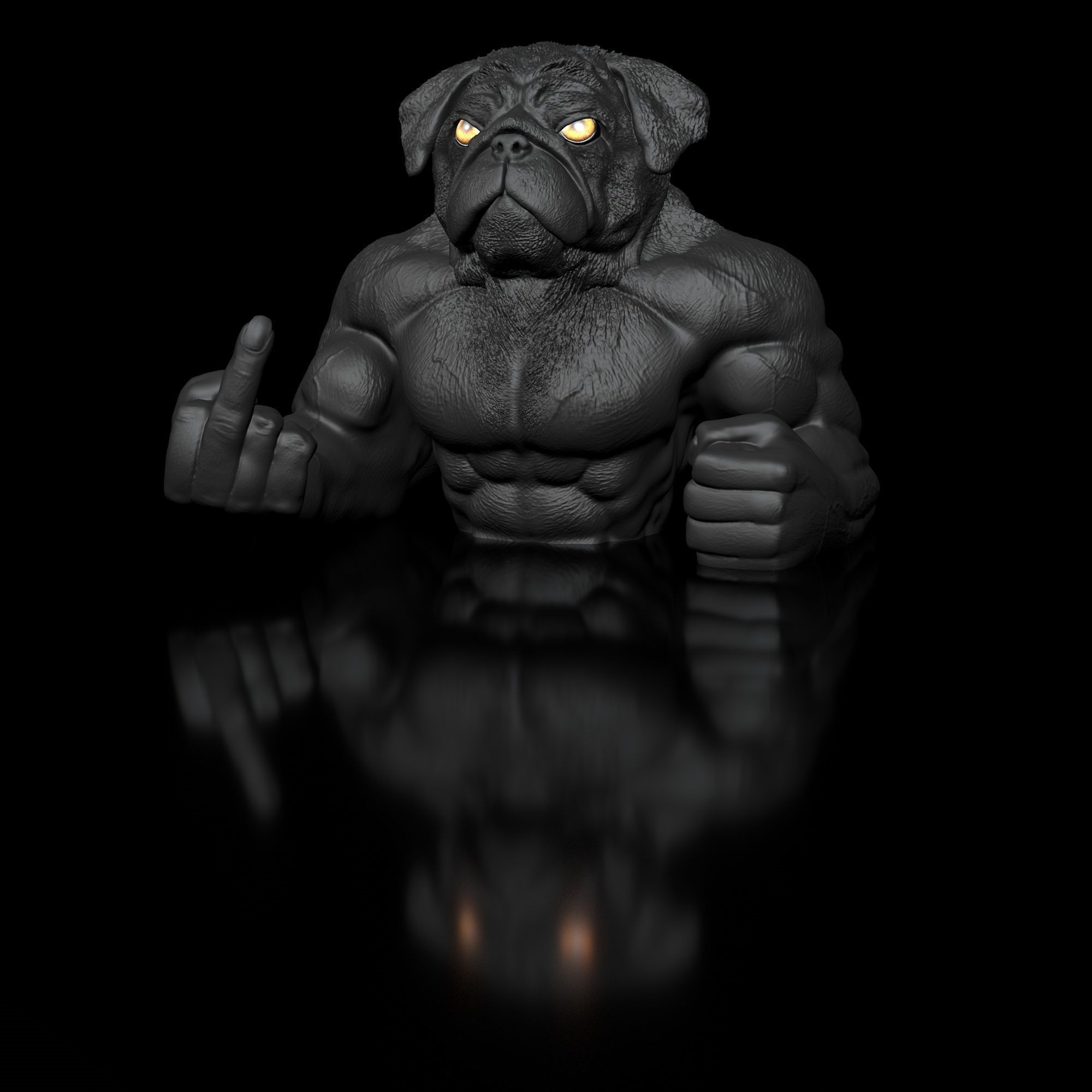Dog Pug -Dozer Bust 3D print model_1