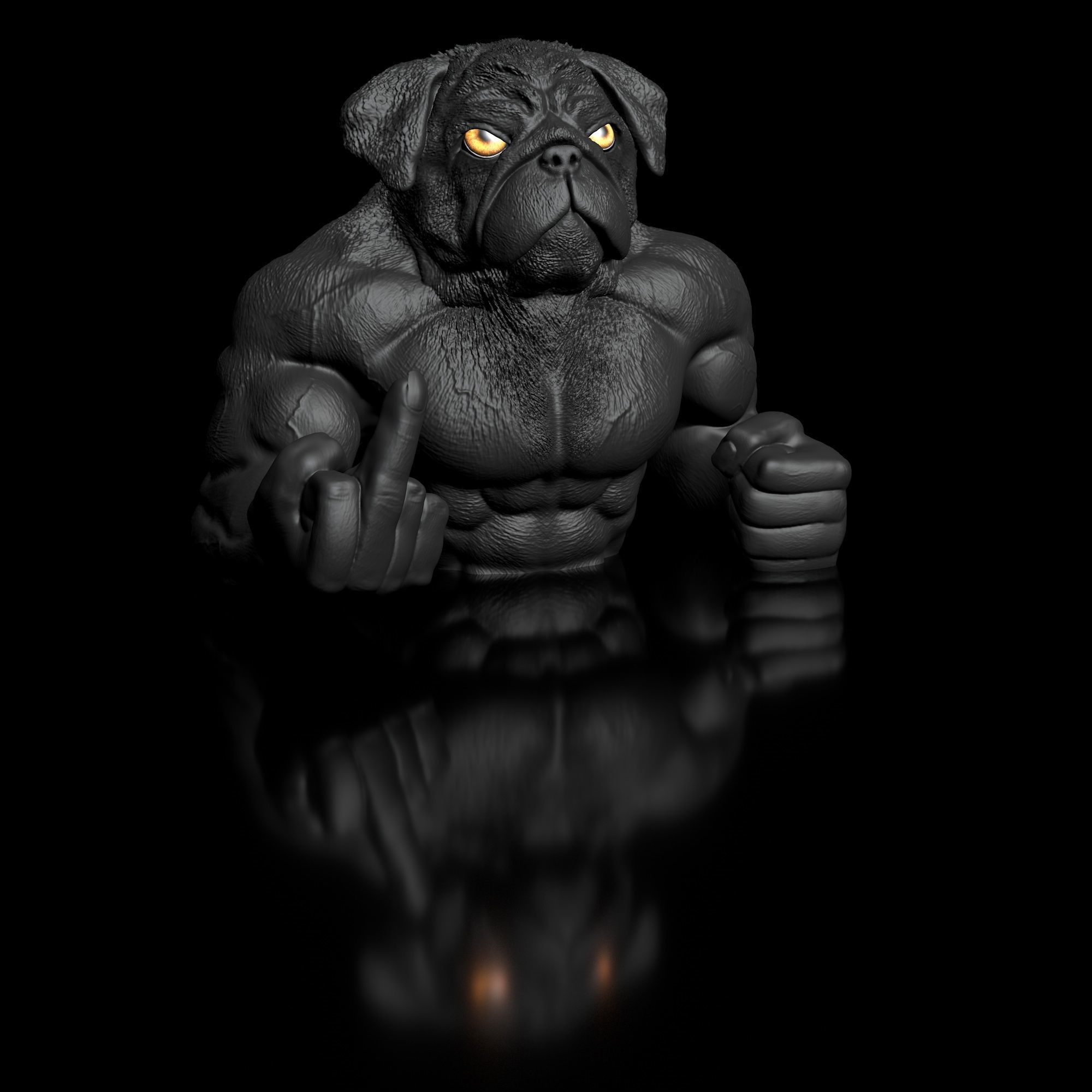 Dog Pug -Dozer Bust 3D print model_4