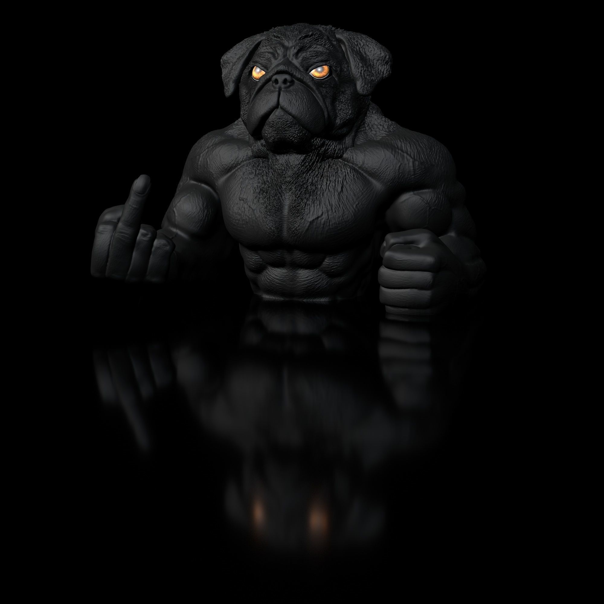 Dog Pug -Dozer Bust 3D print model_2