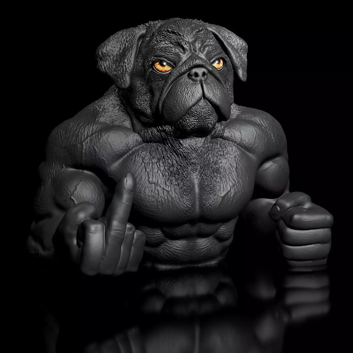 Dog Pug -Dozer Bust 3D print model_0