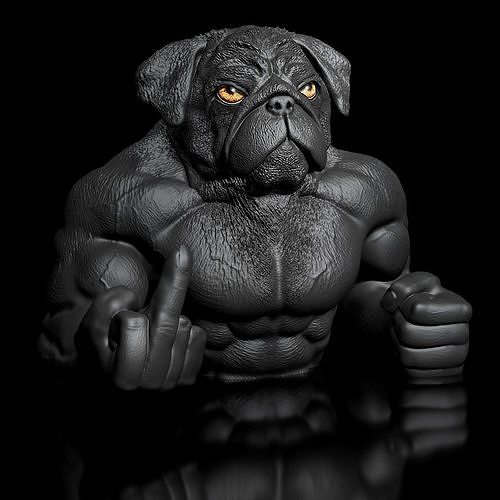 Dog Pug -Dozer Bust 3D print model