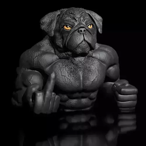 Dog Pug -Dozer Bust 3D print model