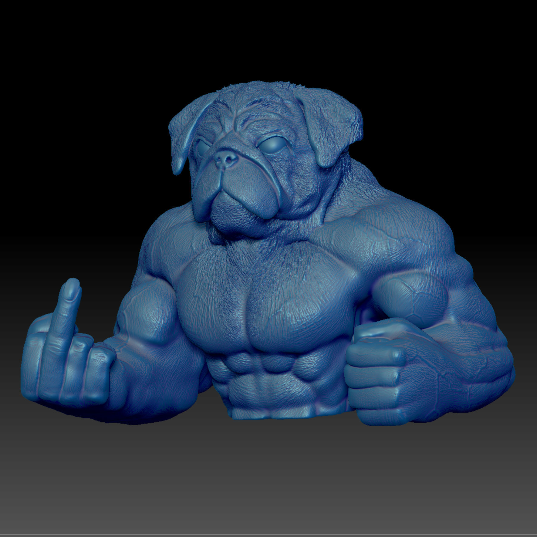 Dog Pug -Dozer Bust 3D print model_7