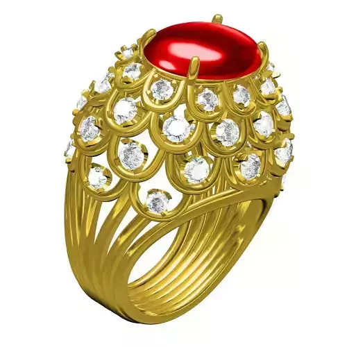 Ruby Cabochon Cocktail Ring