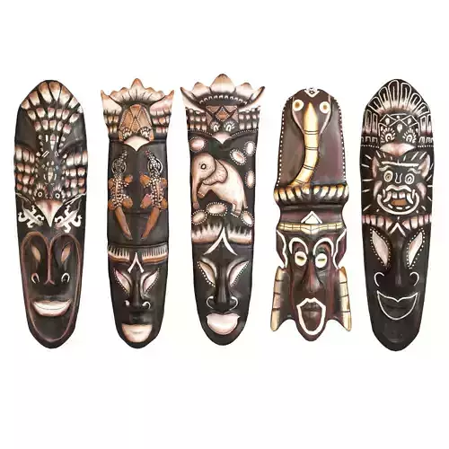 African Mask Set 001 3D model