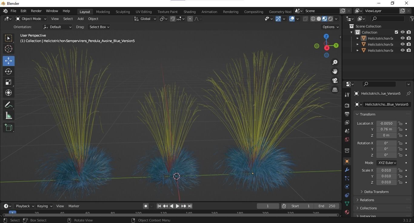 Plants Helictotrichon Sempervirens Pendula Avoine Blue Version05 Free 3D model_6