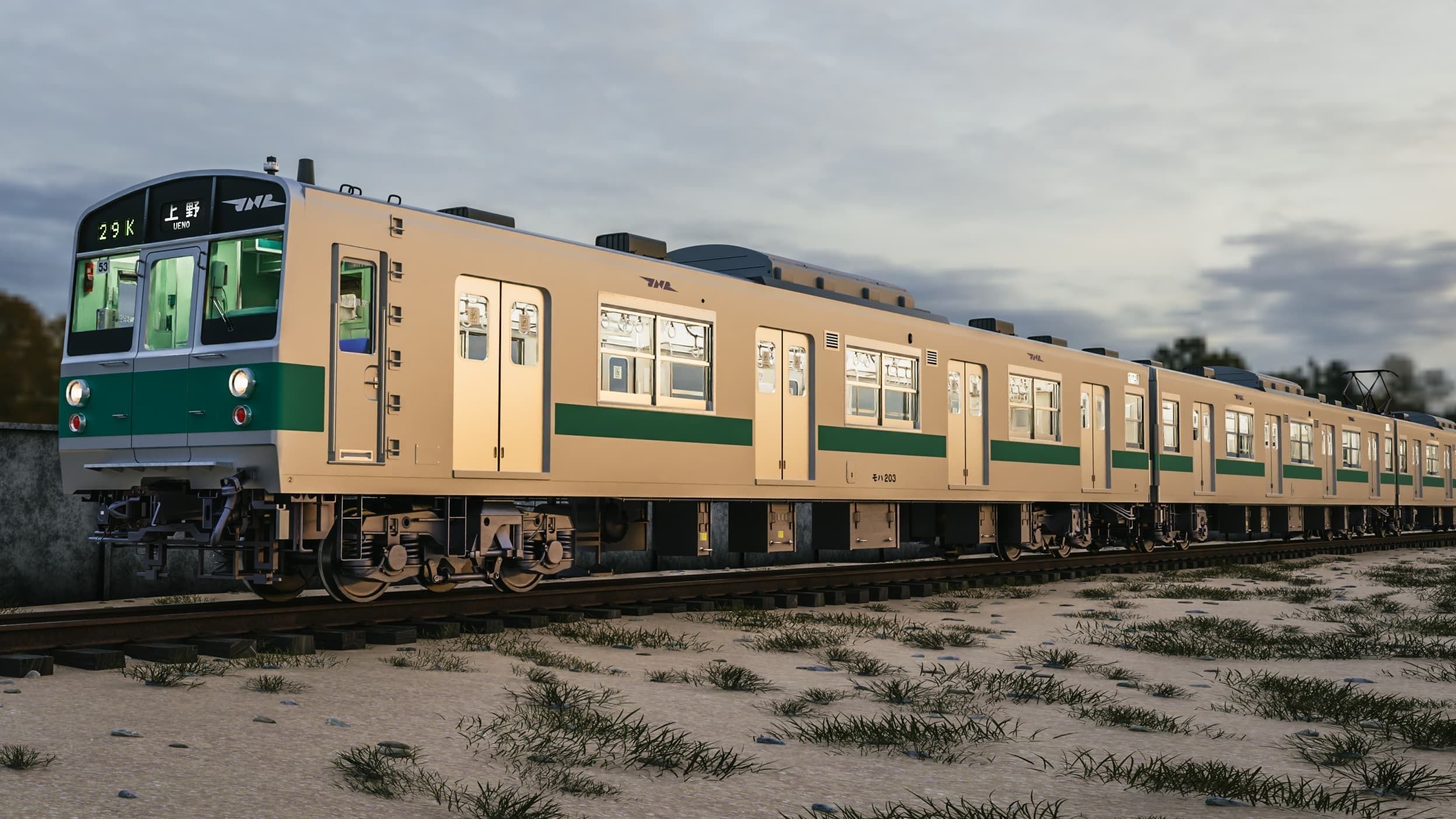 Rigged Japanese Train Joban Line JNR JR 203 3D model_5