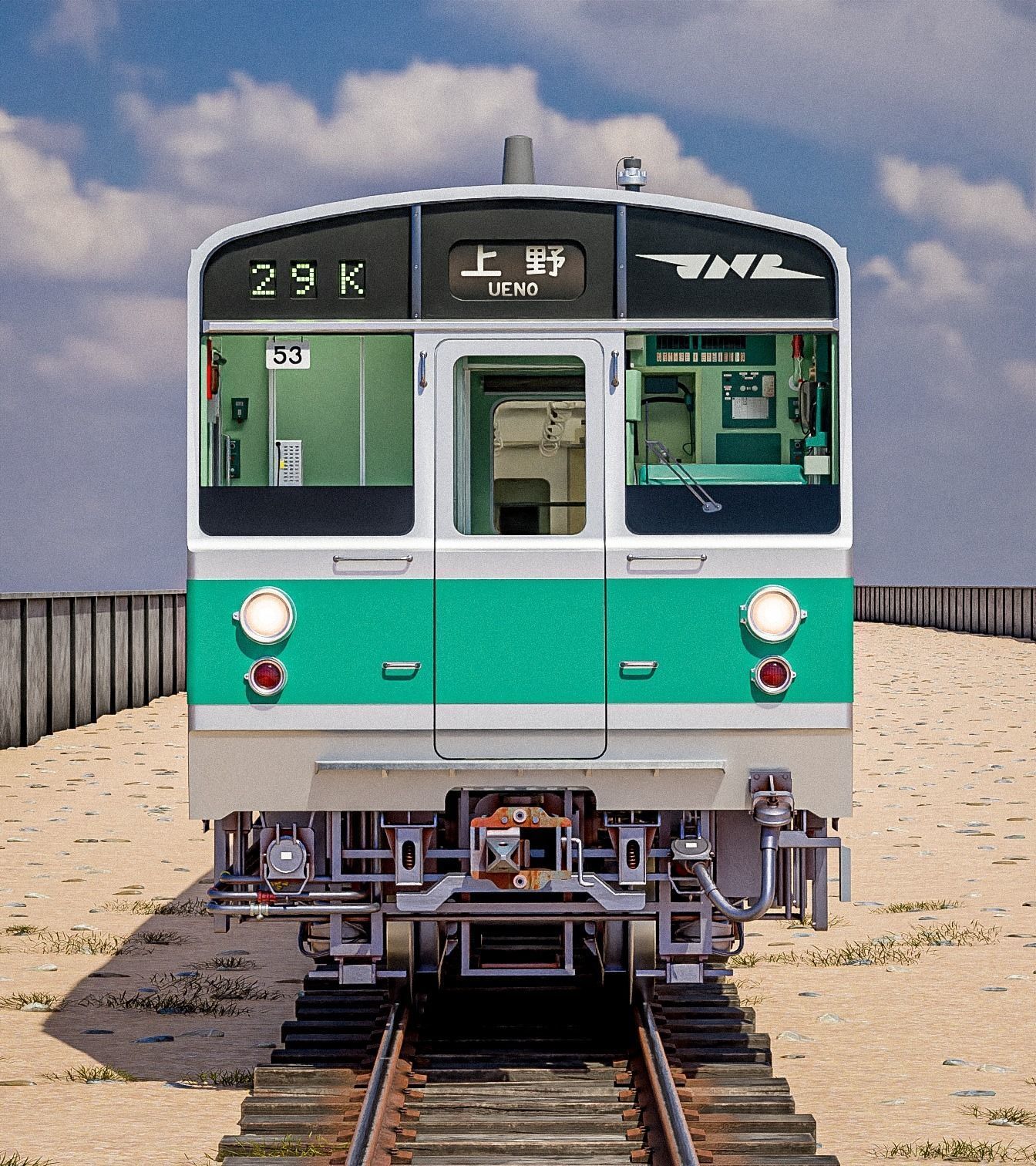 Rigged Japanese Train Joban Line JNR JR 203 3D model_9