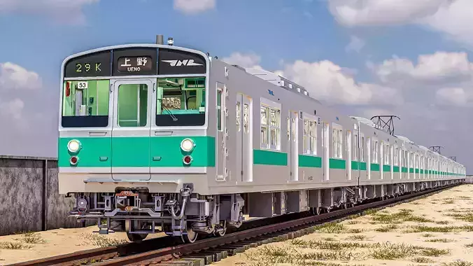 Rigged Japanese Train Joban Line JNR JR 203 3D model