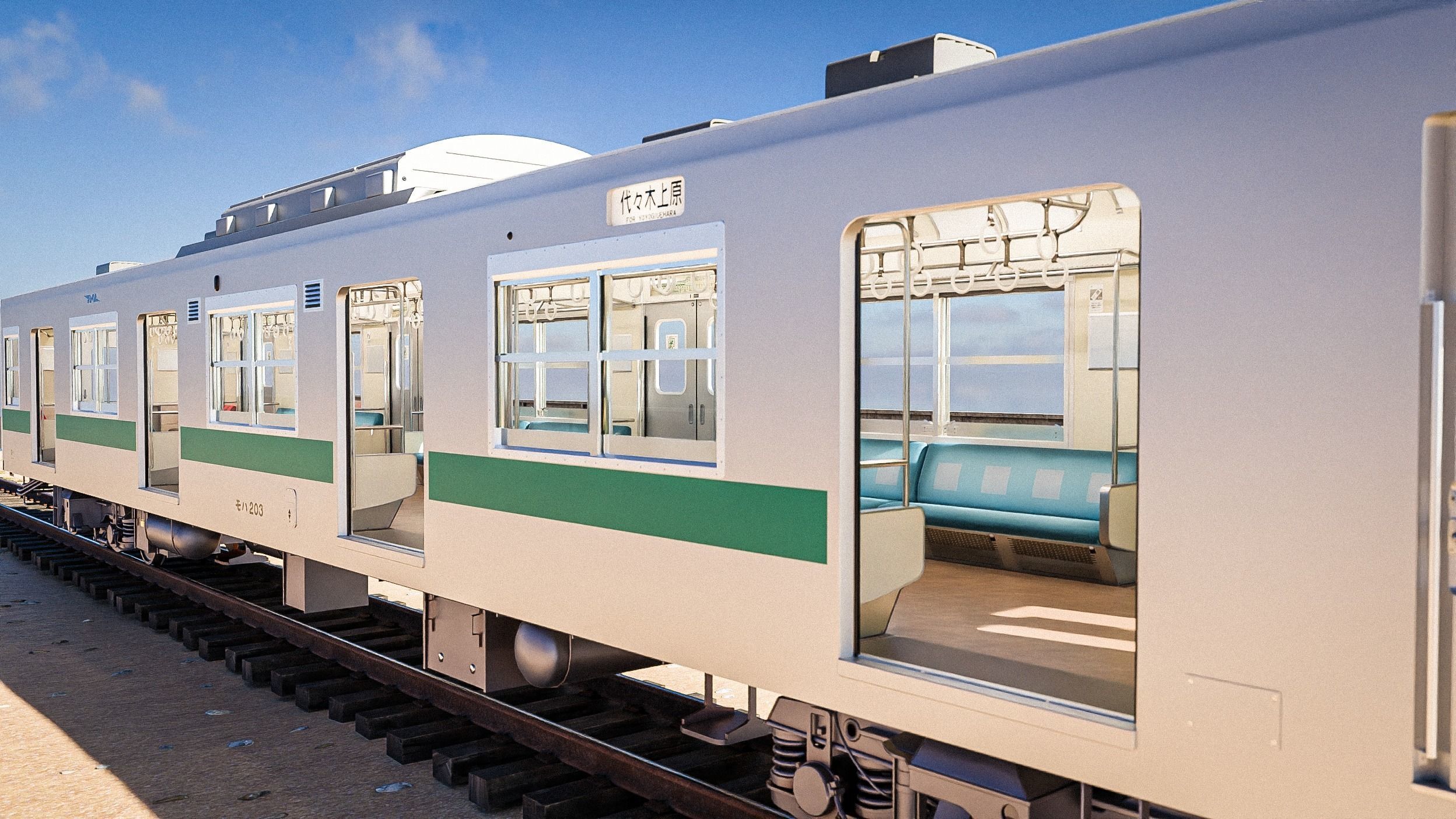 Rigged Japanese Train Joban Line JNR JR 203 3D model_11