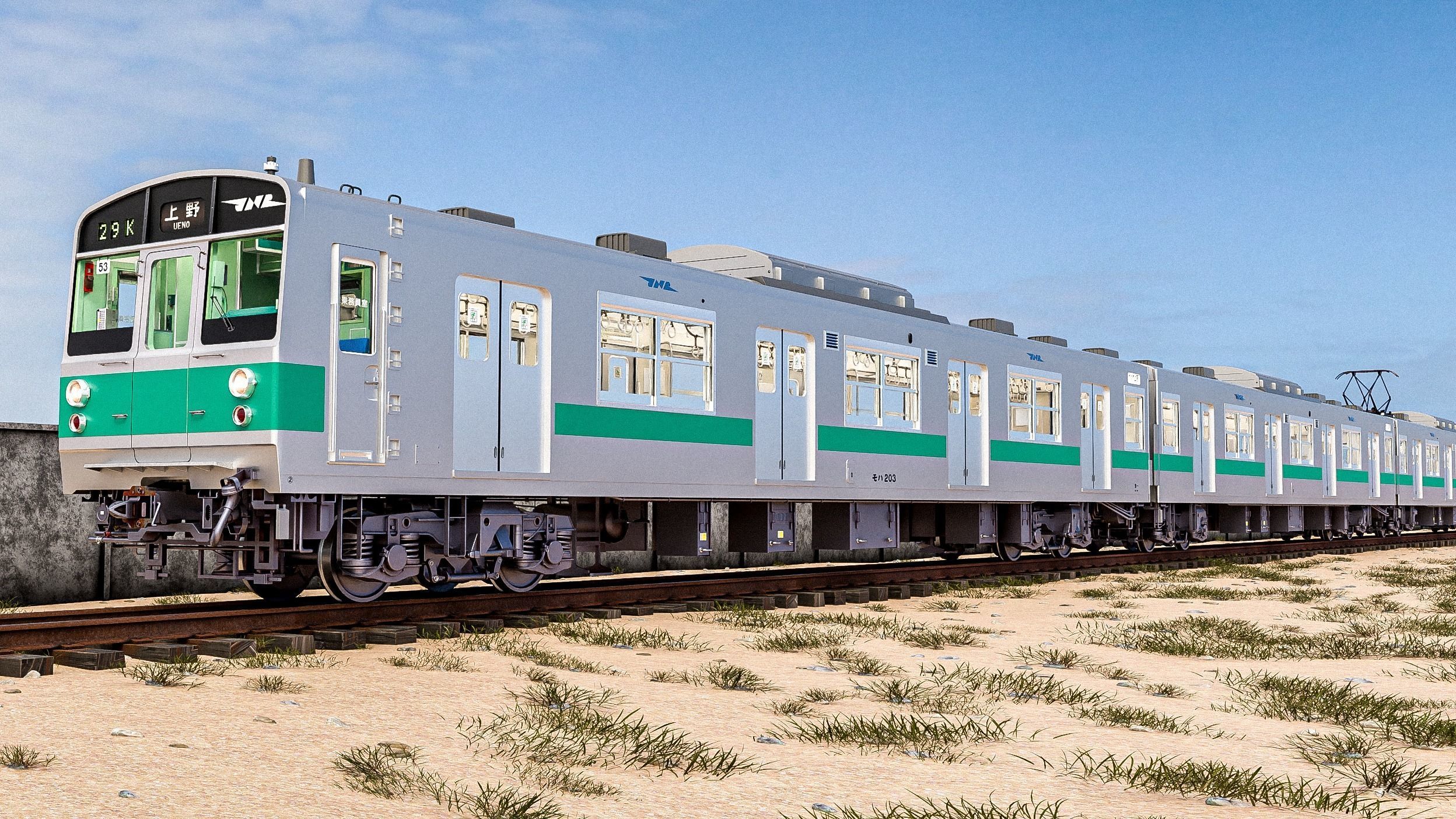 Rigged Japanese Train Joban Line JNR JR 203 3D model_3