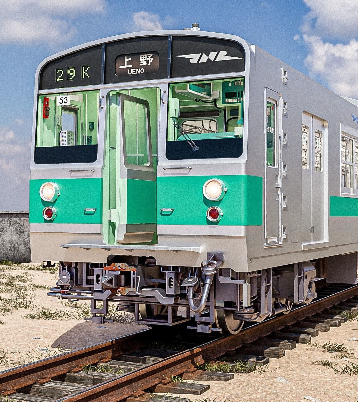 Rigged Japanese Train Joban Line JNR JR 203 3D model_10