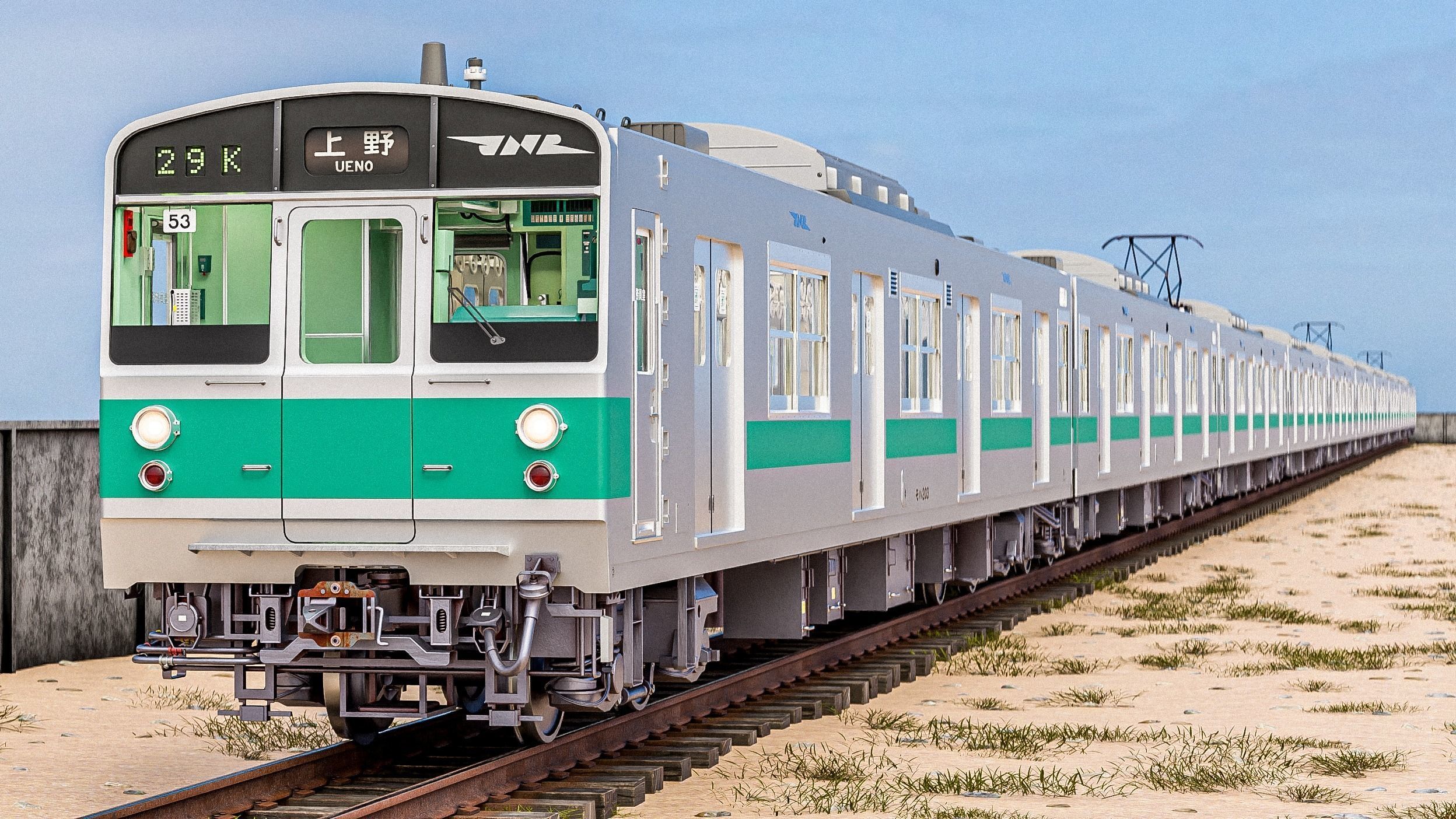 Rigged Japanese Train Joban Line JNR JR 203 3D model_4