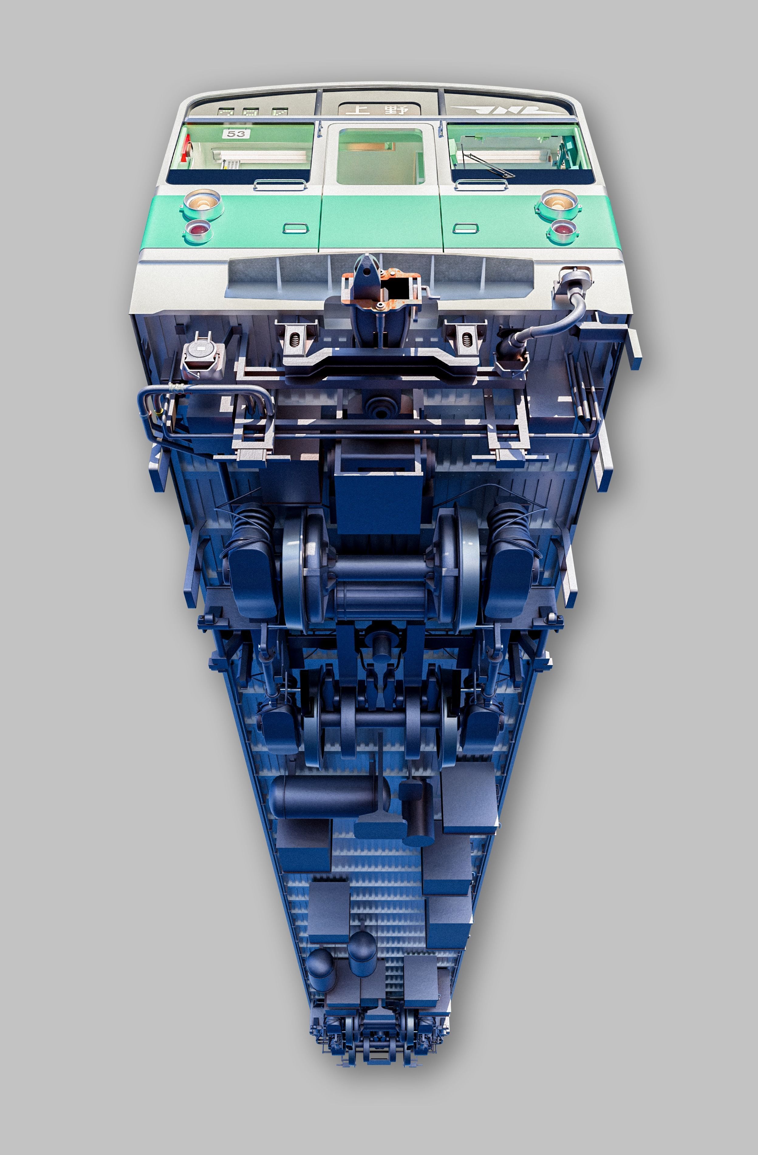 Rigged Japanese Train Joban Line JNR JR 203 3D model_23