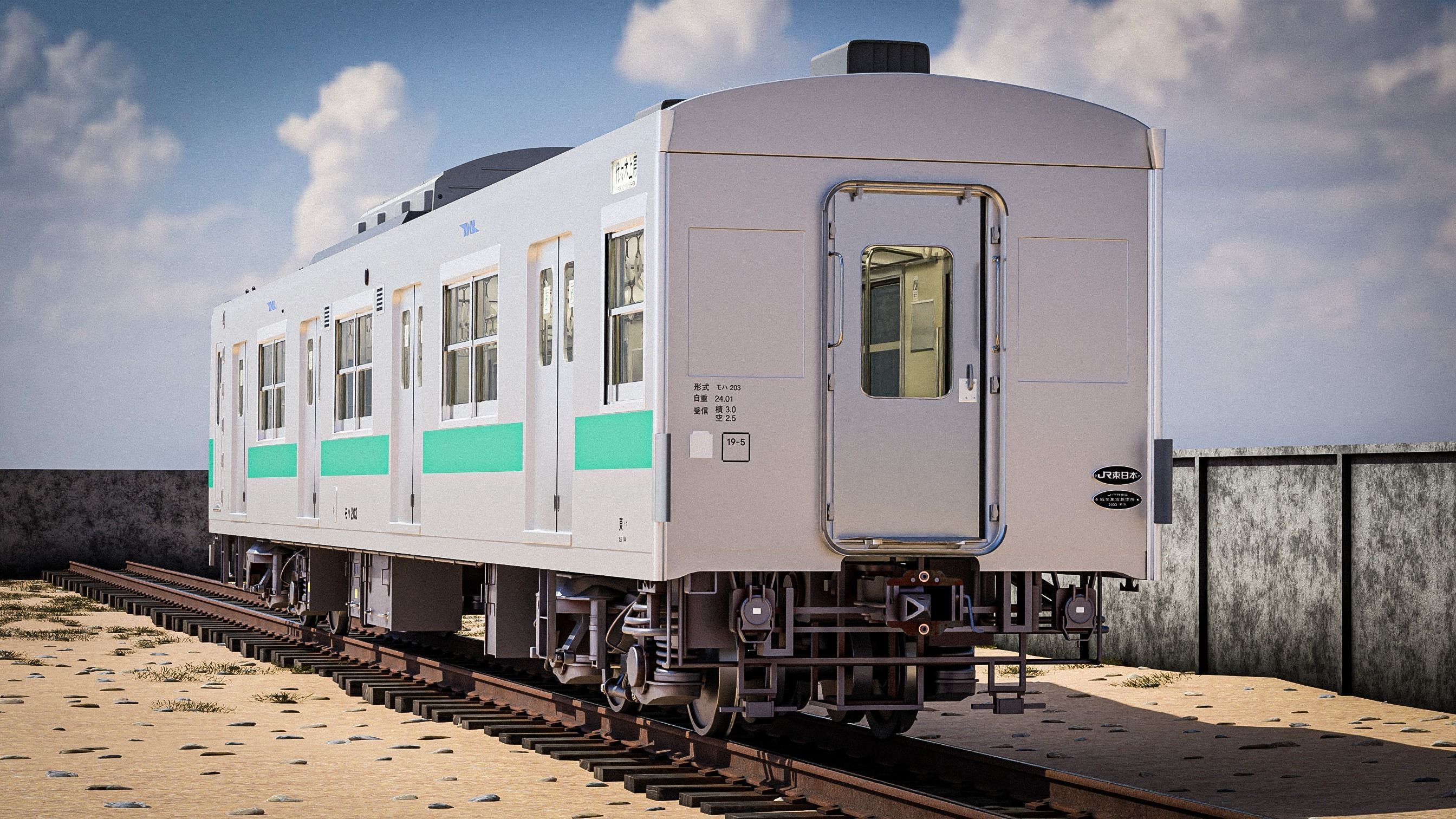 Rigged Japanese Train Joban Line JNR JR 203 3D model_7