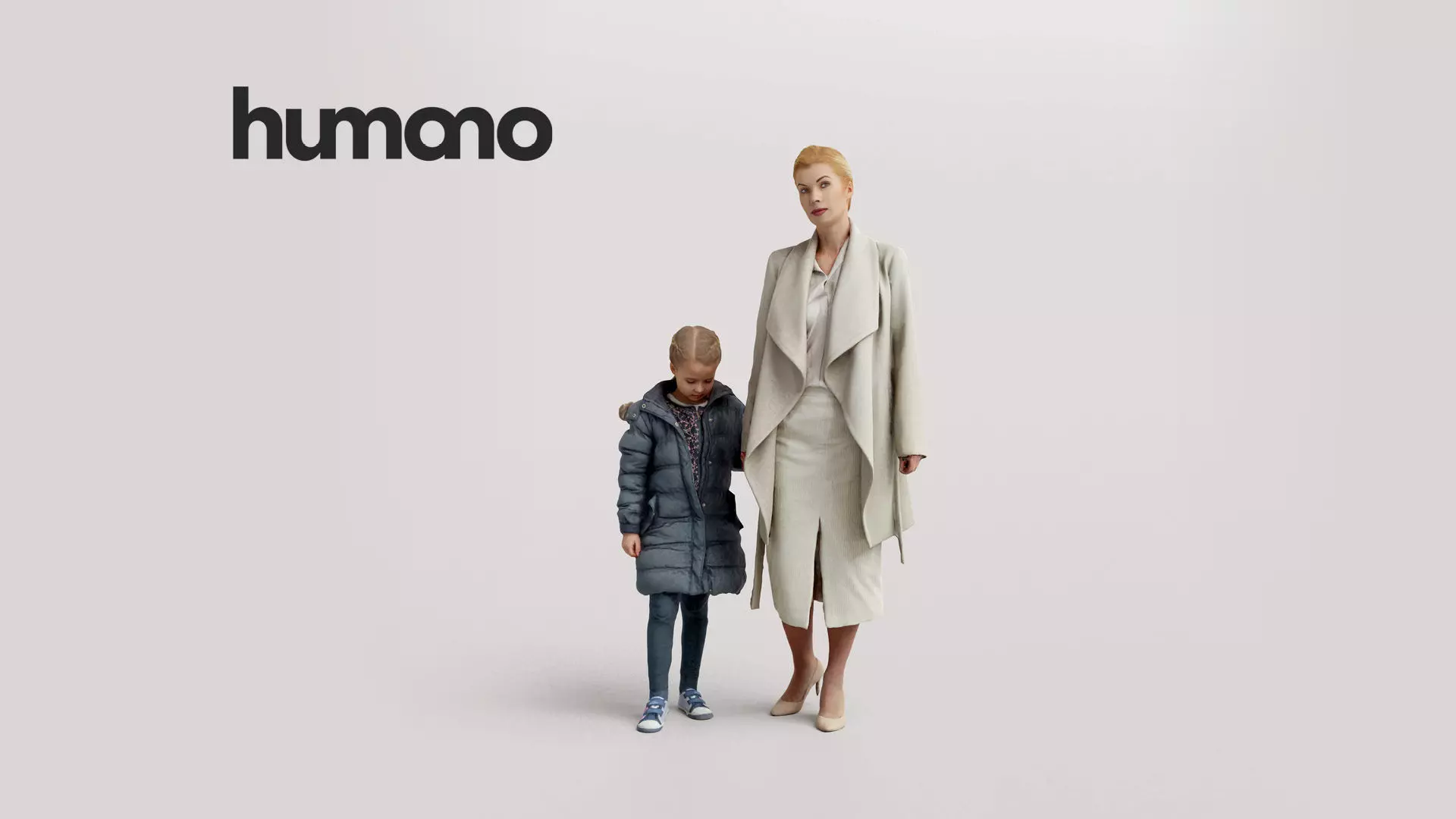 Humano Winter Autumn Woman with kid 110809 3D model