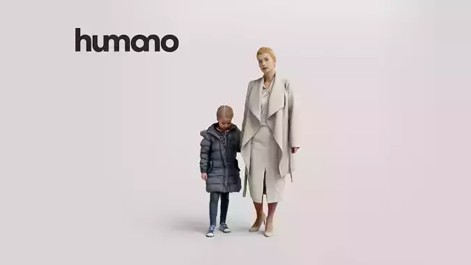 Humano Winter Autumn Woman with kid 110809