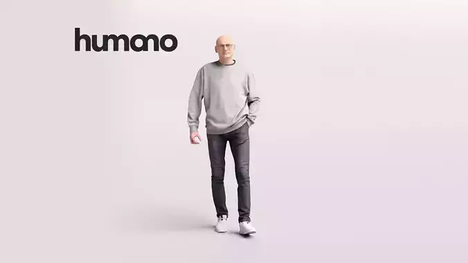 Humano Walking Old senior Man 2201-12 Low-poly 3D model