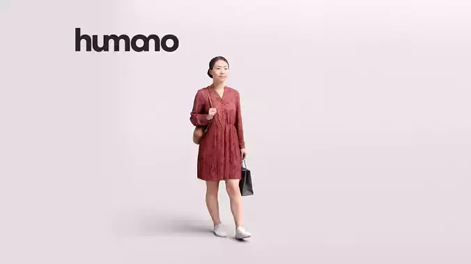 Humano Walking Asian Woman 2201-11 3D model