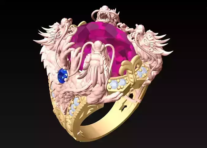 Dragon Ring - Oval stone Ring - N1153