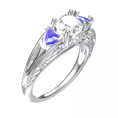 Three Stones Filigree Engagement Ring