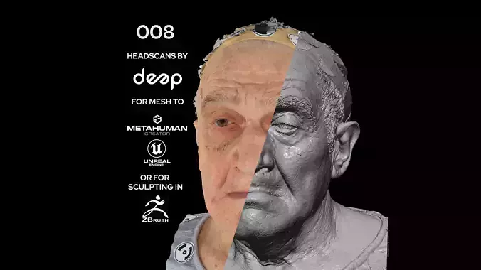 European Male 70s head scan 008 3D model
