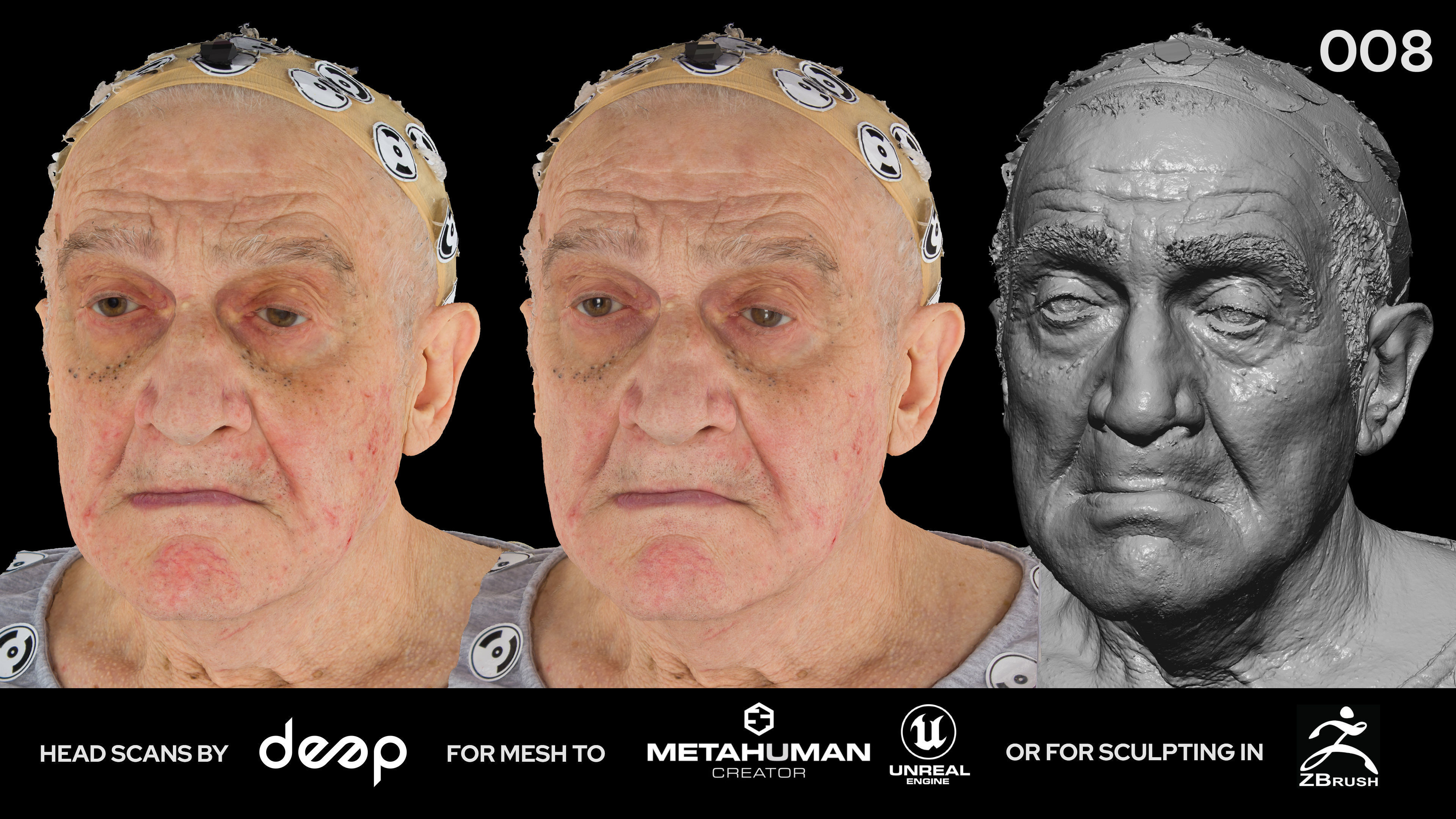 European Male 70s head scan 008 3D model_2