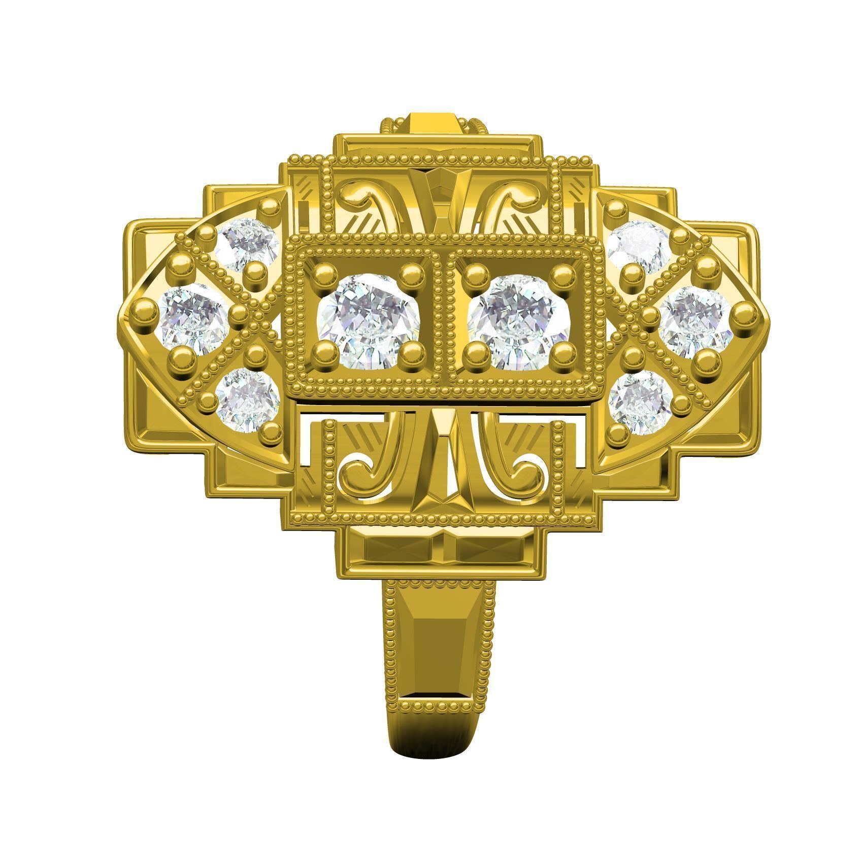Vintage Art Deco Style Signet Ring 3D print model_8