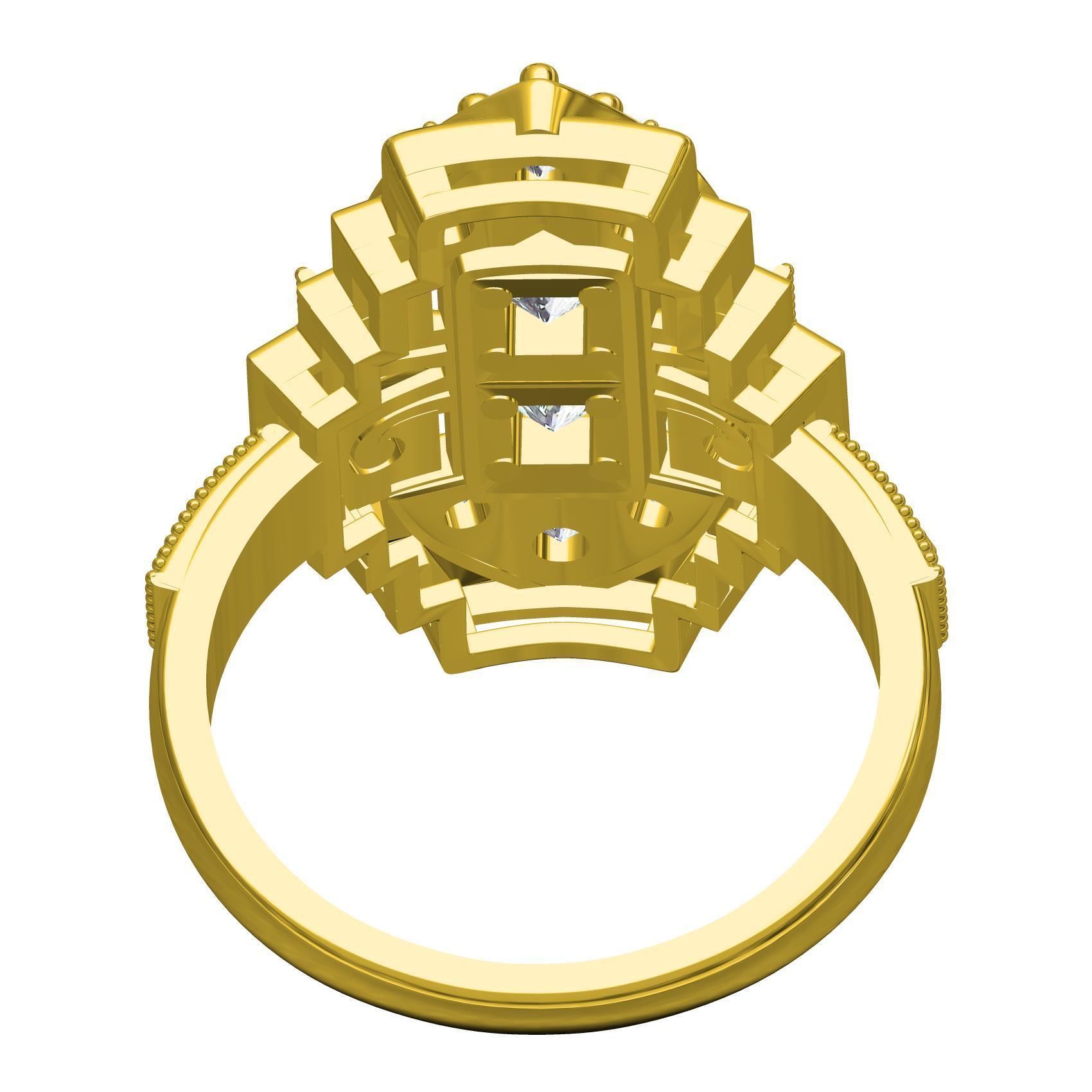 Vintage Art Deco Style Signet Ring 3D print model_5