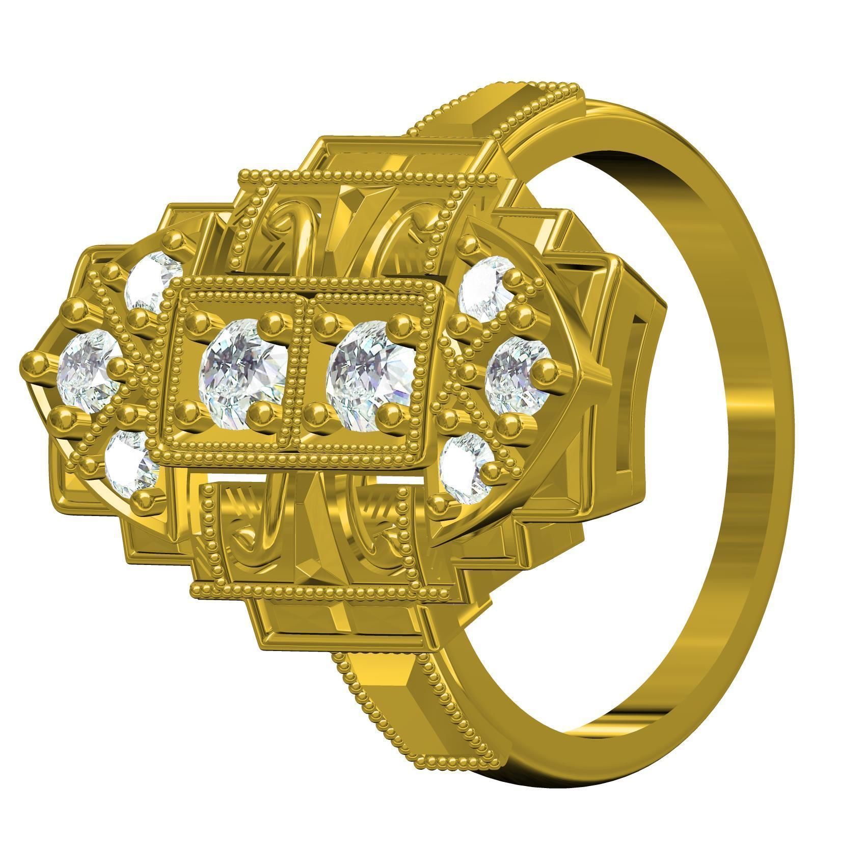 Vintage Art Deco Style Signet Ring 3D print model_6