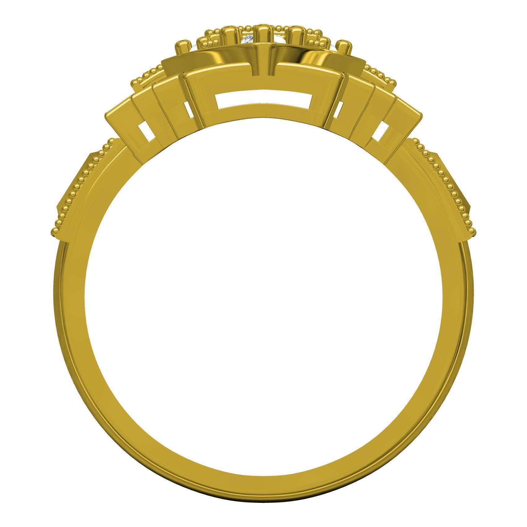 Vintage Art Deco Style Signet Ring 3D print model_3