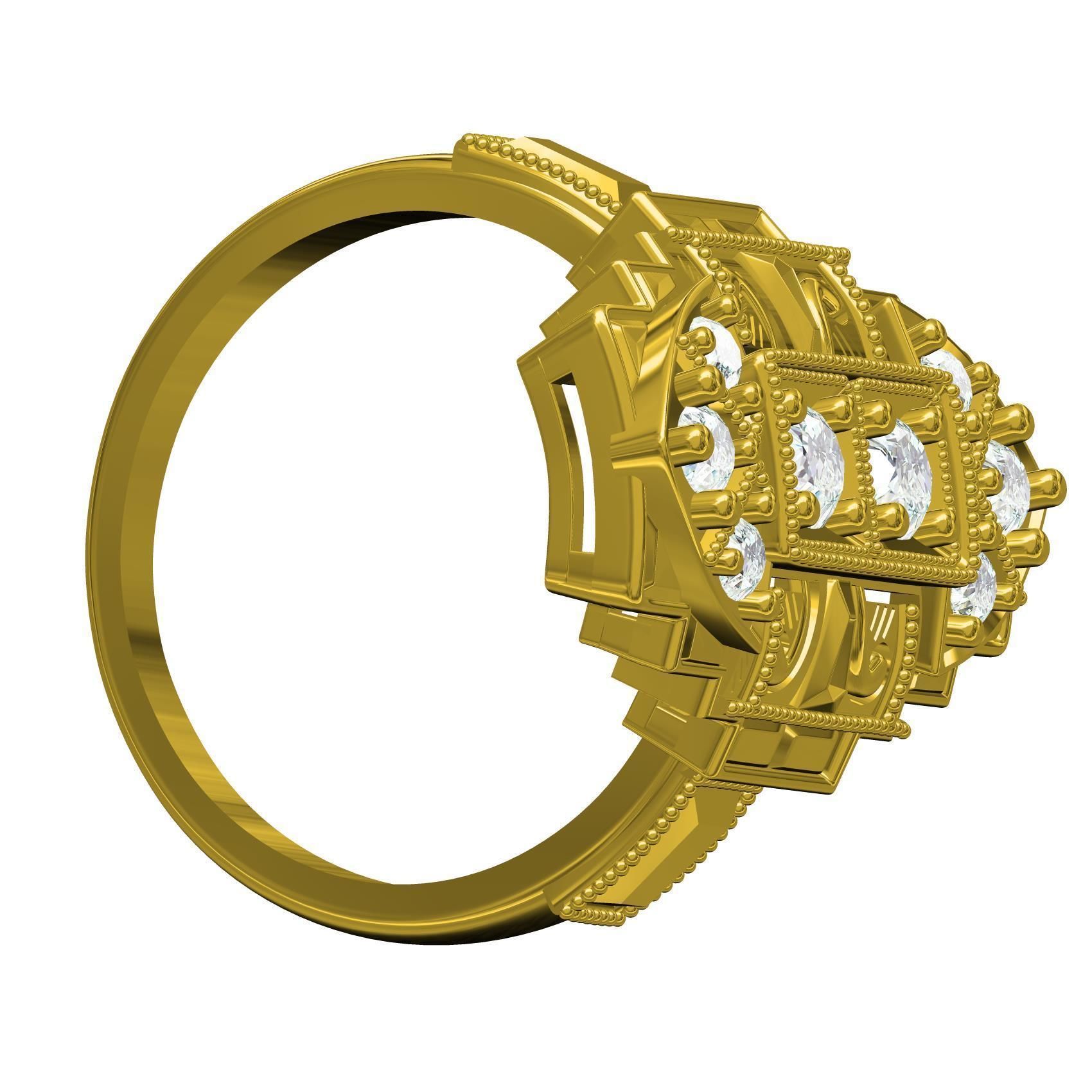 Vintage Art Deco Style Signet Ring 3D print model_7