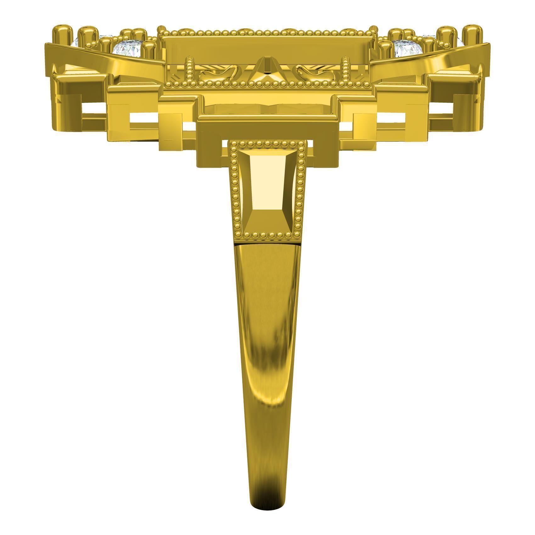 Vintage Art Deco Style Signet Ring 3D print model_4