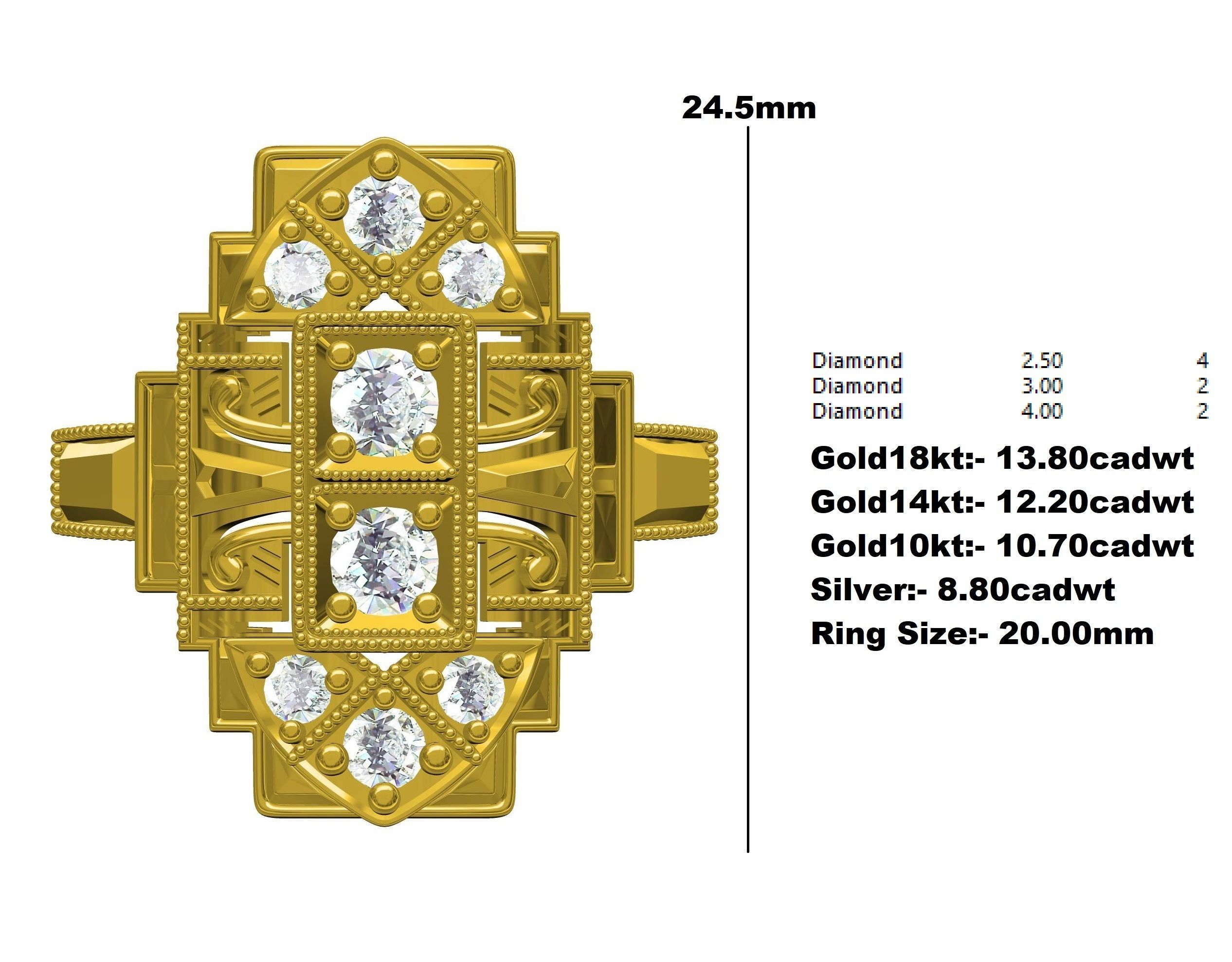 Vintage Art Deco Style Signet Ring 3D print model_12