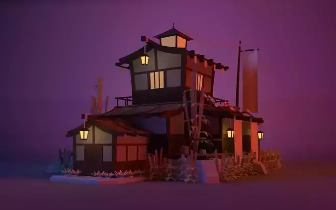 Samurai House Low poly