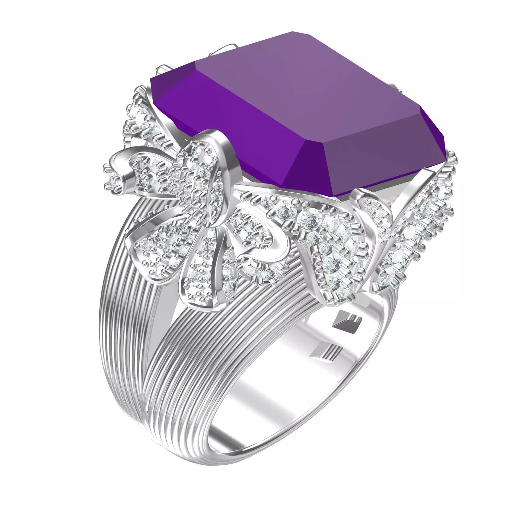 Antique Floral Design Cocktail Ring 3D print model