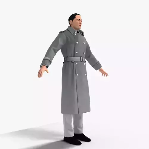 White Long Coat Outfit Cloth Low-poly 3D model