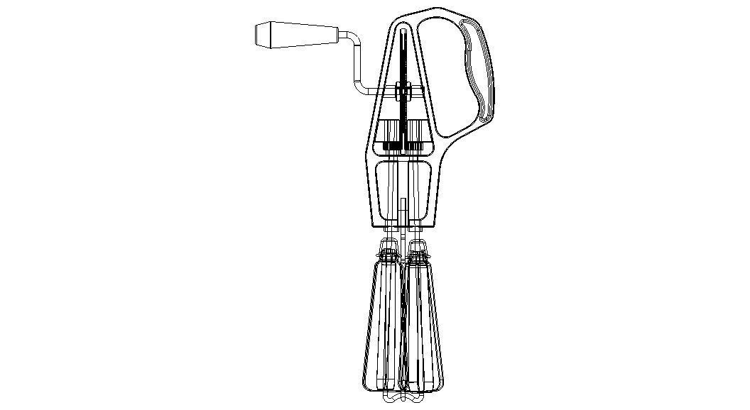 Hand Whisk Egg Beater Mixer 3D model_10